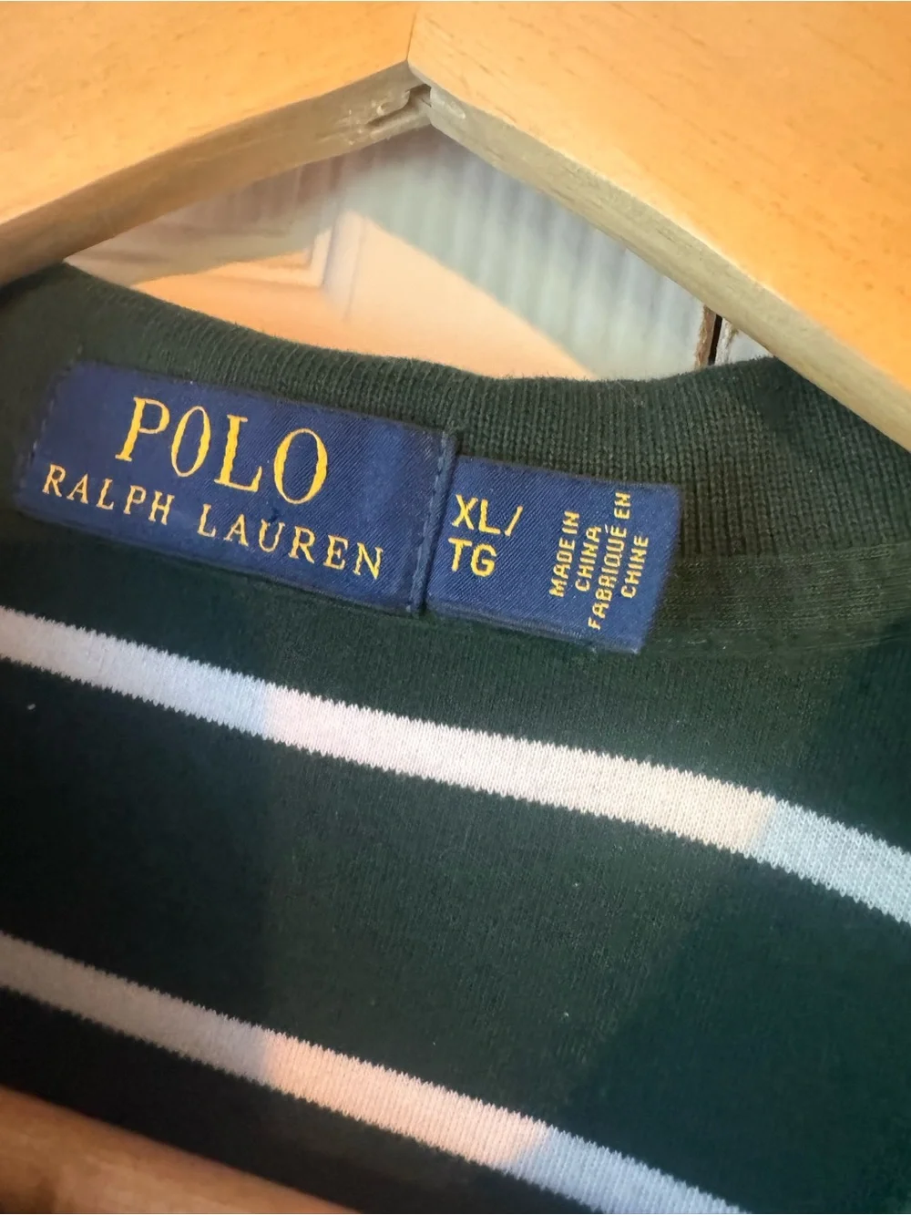 Ralph Lauren Forest Green & White Striped Long-Sleeve Polo
